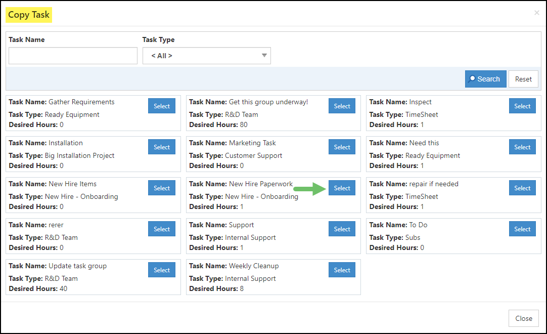 Task Library List