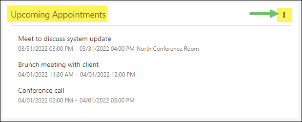 Upcoming Appointments Widget on a Customer Dashboard