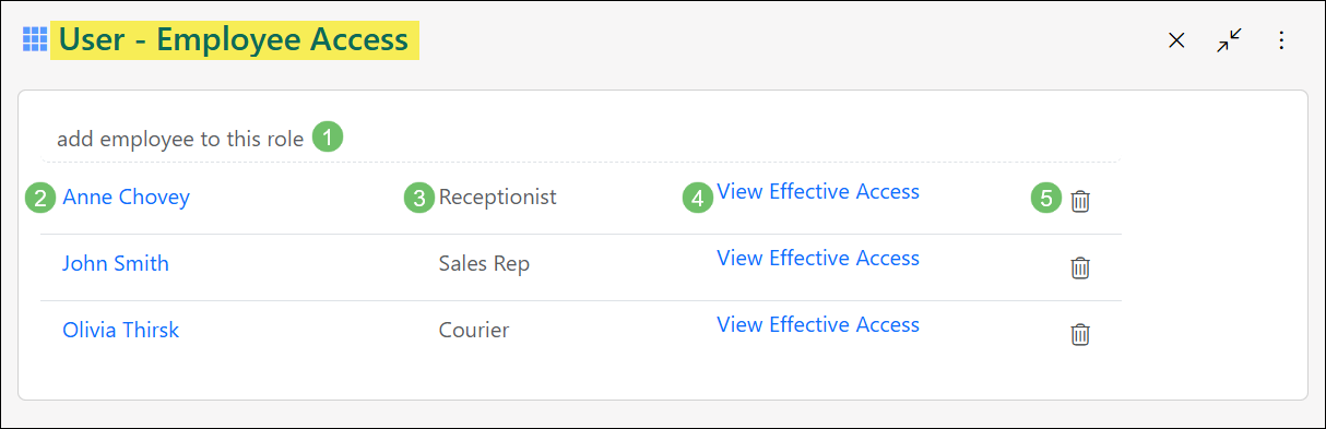 Image detailing the Employee Access page of a User Role