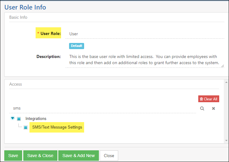 Permission Required for User Role to Activate Twilio Integration