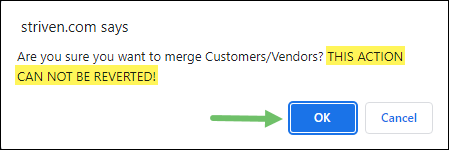 Warning Popup notifying that merge cannot be undone