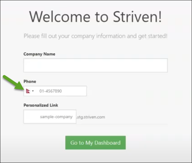 Welcome to Striven page with International Phone Number designation