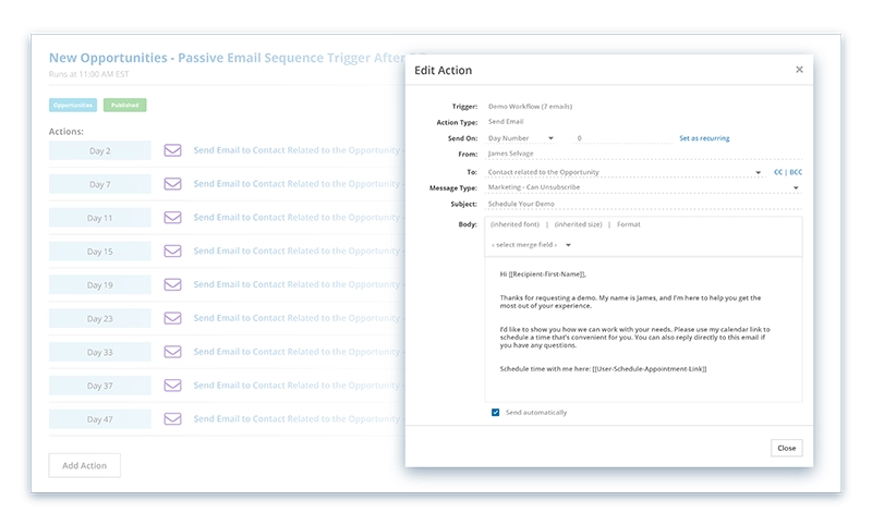 striven workflow crm emails