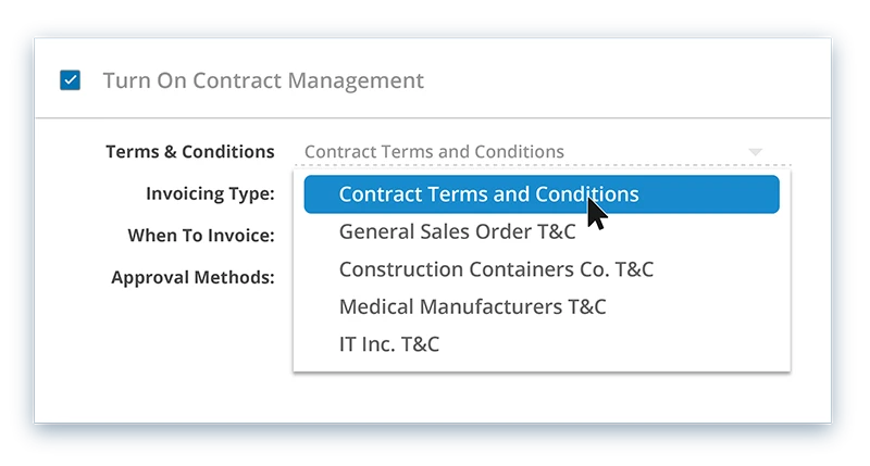 Global contract management popup