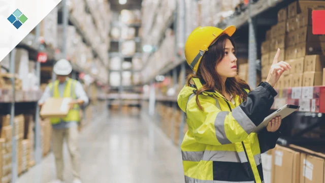 Employee locating inventory in a distribution warehouse
