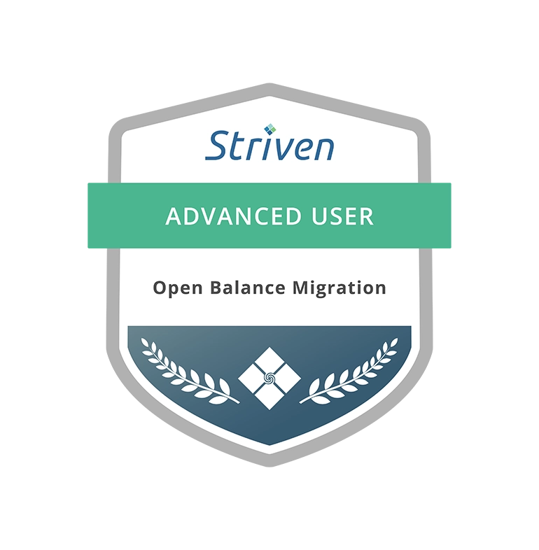Striven Advanced User Open Balance Migration certification