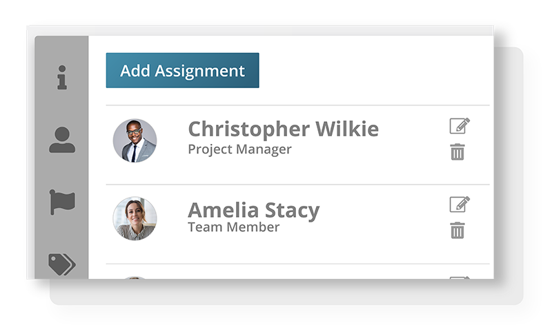 Assignments for team members in Striven's project management