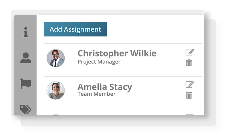 Assignments for team members in Striven's project management