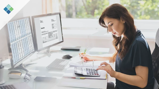Accountant working through client work