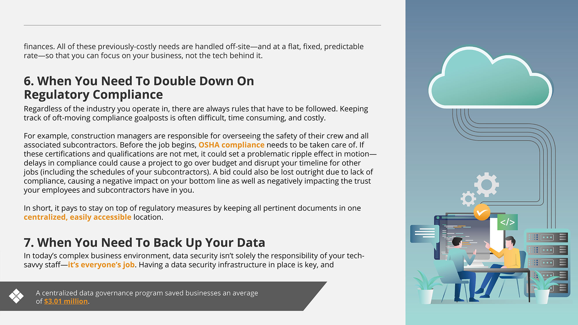 Information about compliance regulation with cloud technology graphic