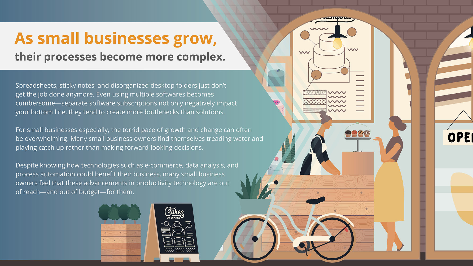 Introduction to small business insight guide with graphic of small business in background